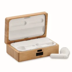 Gift Campaign Cuffiette wireless 5.3 con microfono integrato in custodia di bambù></noscript> Auricolari Personalizzati