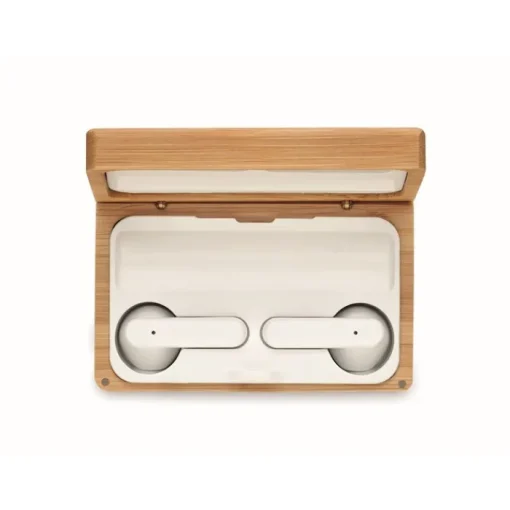 Gift Campaign Cuffiette wireless 5.3 con microfono integrato in custodia di bambù> Auricolari Personalizzati