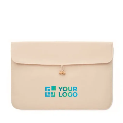 Gift Campaign Custodia per pc 15'' in cotone 220 gr/m2 con bottone di bambù> Custodie Per Pc