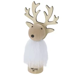 Gift Campaign Decorazione natalizia in legno a forma di renna con pelliccia bianca> Gadget Natalizi