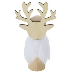 Gift Campaign Decorazione natalizia in legno a forma di renna con pelliccia bianca> Gadget Natalizi