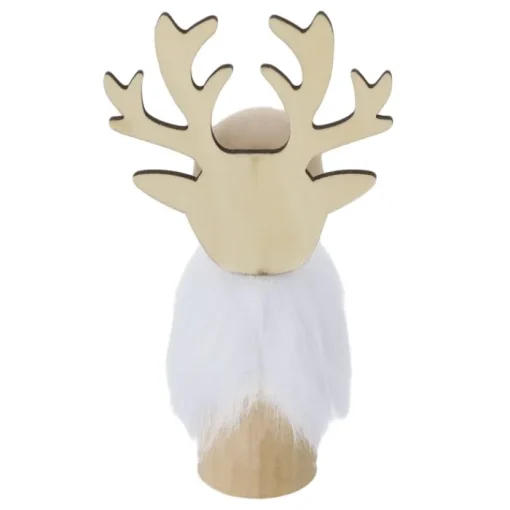 Gift Campaign Decorazione natalizia in legno a forma di renna con pelliccia bianca> Gadget Natalizi