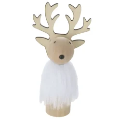 Gift Campaign Decorazione natalizia in legno a forma di renna con pelliccia bianca></noscript> Gadget Natalizi