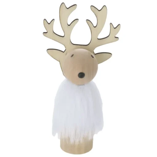 Gift Campaign Decorazione natalizia in legno a forma di renna con pelliccia bianca> Gadget Natalizi