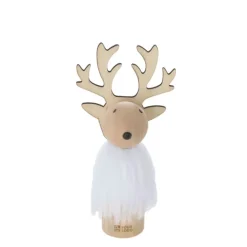 Gift Campaign Decorazione natalizia in legno a forma di renna con pelliccia bianca></noscript> Gadget Natalizi