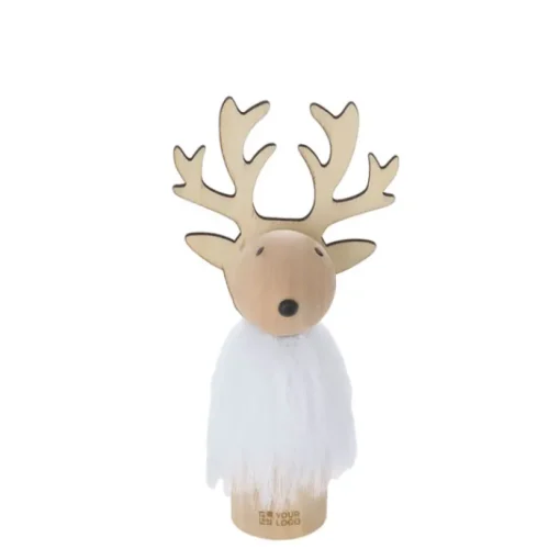 Gift Campaign Decorazione natalizia in legno a forma di renna con pelliccia bianca> Gadget Natalizi