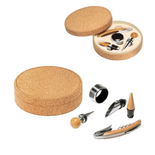 Gift Campaign Ecologica scatola di sughero con quattro accessori da vino Cork> Gadget Per Vino