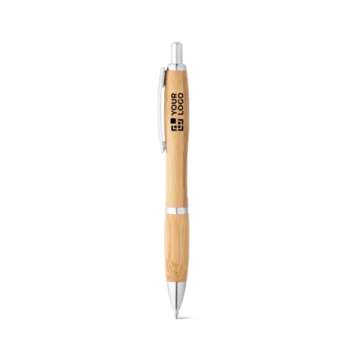 Gift Campaign Ecologiche penne pubblicitarie a scatto inchiestro nero Bamboo Metal> Penne Ecologiche