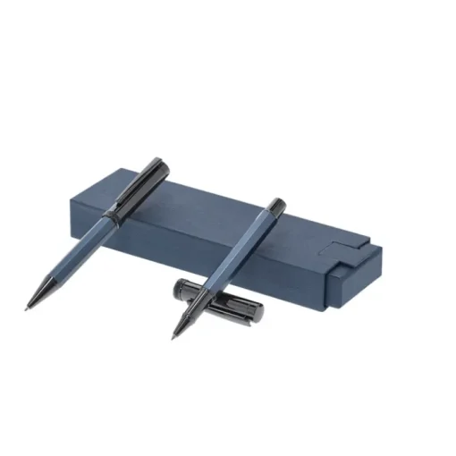 Gift Campaign Elegante set con penna twist e roller con cappuccio con inchiostro blu> Penne In Metallo