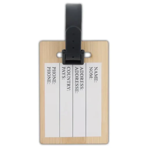 Gift Campaign Etichetta per valigie in bambù con gancio regolabile nero in PVC> Accessori Da Viaggio