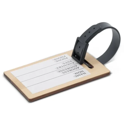 Gift Campaign Etichetta per valigie in bambù con gancio regolabile nero in PVC> Accessori Da Viaggio