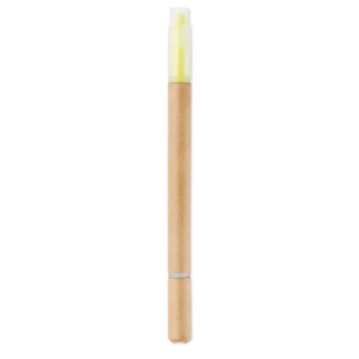 Gift Campaign Evidenziatore in cartone 2 in 1 con penna refill blu Duo Carton> Evidenziatori