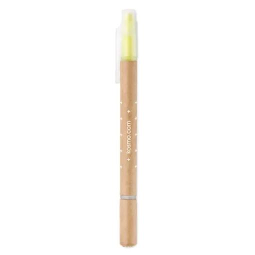 Gift Campaign Evidenziatore in cartone 2 in 1 con penna refill blu Duo Carton> Evidenziatori