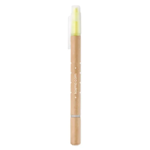 Gift Campaign Evidenziatore in cartone 2 in 1 con penna refill blu Duo Carton> Evidenziatori