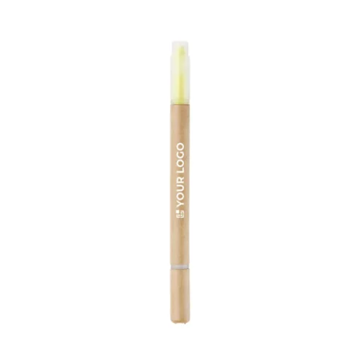 Gift Campaign Evidenziatore in cartone 2 in 1 con penna refill blu Duo Carton> Evidenziatori