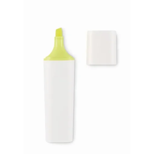 Gift Campaign Evidenziatore giallo, rosa o arancione con corpo bianco in rPET> Evidenziatori