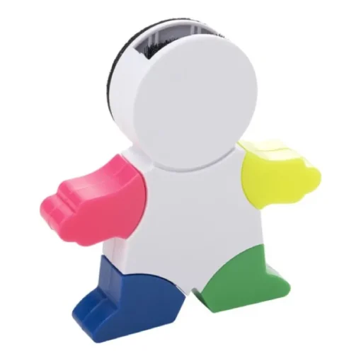 Gift Campaign Evidenziatore in ABS a forma di omino con 4 colori fluorescenti> Evidenziatori