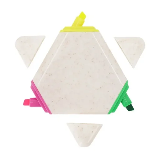 Gift Campaign Evidenziatore personalizzabile in fibra di grano con 3 colori diversi> Evidenziatori
