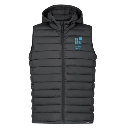 Gift Campaign Gilet in 100% rPET resistente all'acqua con cappuccio regolabile> Smanicati