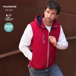 Gift Campaign Gilet soft shell con cappuccio e interno in micropile 300 g/m2> Smanicati