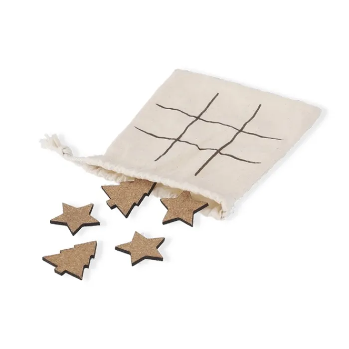 Gift Campaign Gioco del tris con pedine natalizie in sughero in sacchetto di cotone> Gadget Natalizi
