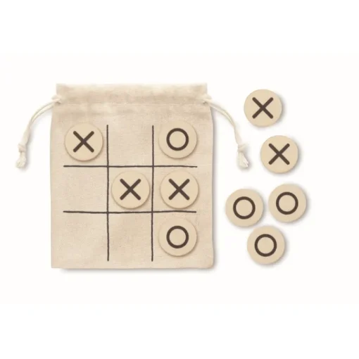 Gift Campaign Gioco del tris in legno con tessere rotonde in sacchetto di cotone> Giochi E Passatempo