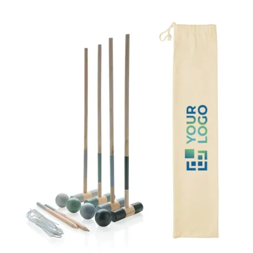 Gift Campaign Gioco in legno 4 persone in sacchetto cotone con logo Croquet Wooden> Giochi E Passatempo