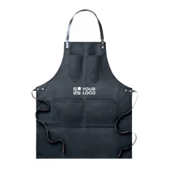 Gift Campaign Grembiule con logo con 2 tasche in canvas cerato e dettagli in pelle BBQ></noscript> Grembiuli Personalizzati