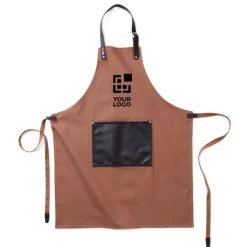Gift Campaign Grembiule con logo in cotone con dettagli in pelle vegana Vegan></noscript> Grembiuli Personalizzati