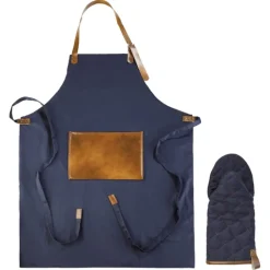 Gift Campaign Grembiule con tasca frontale in PU e guanto da barbecue coordinato> Grembiuli Personalizzati