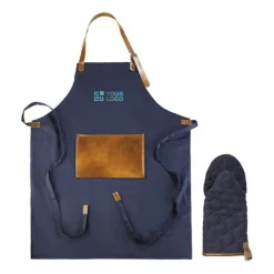 Gift Campaign Grembiule con tasca frontale in PU e guanto da barbecue coordinato></noscript> Grembiuli Personalizzati