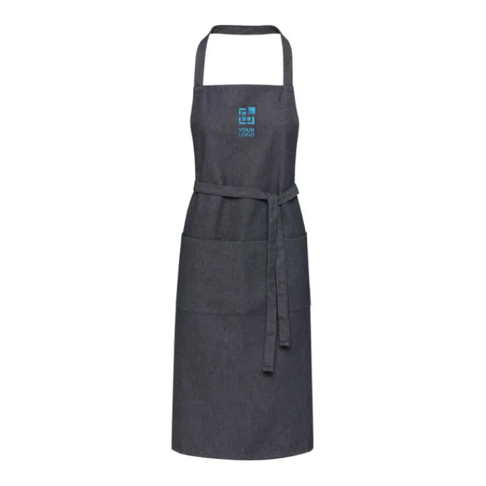 Gift Campaign Grembiule in stile denim con due tasche in cotone riciclato 320 g/m2> Grembiuli Personalizzati