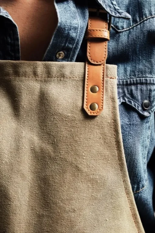 Gift Campaign Grembiule in tela stonewashed con dettagli in pelle vegana Rustic> Grembiuli Personalizzati