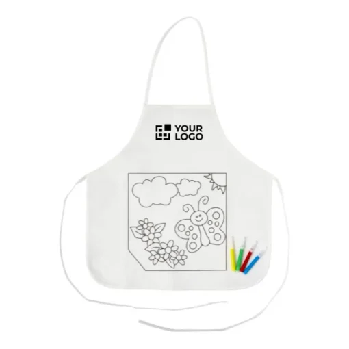 Gift Campaign Grembiule per bambini con 4 pennarelli da colorare 80 g/m2> Grembiuli Personalizzati