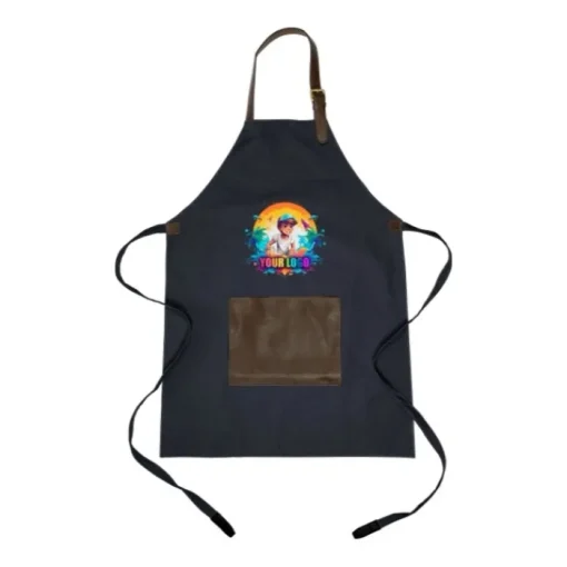 Gift Campaign Grembiule regolabile in tela con tasca frontale in pelle da 450g/m2> Grembiuli Personalizzati