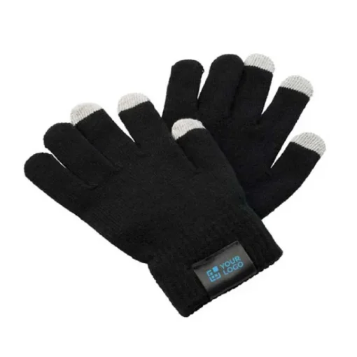 Gift Campaign Guanti con logo in poliestere con etichetta e 3 dita touch Label> Guanti