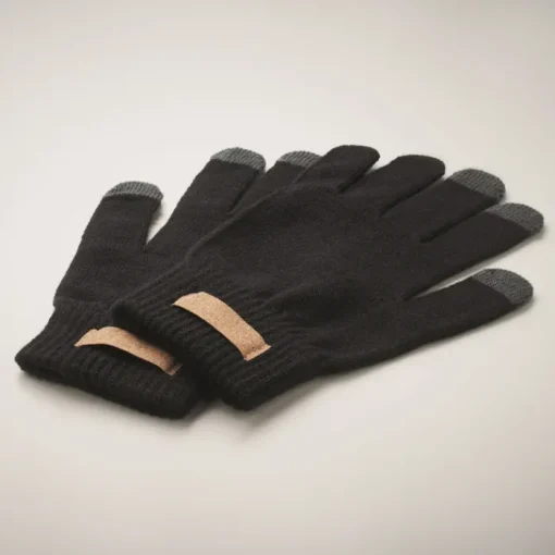 Gift Campaign Guanti touch in Rpet con etichetta in sughero personalizzata> Guanti
