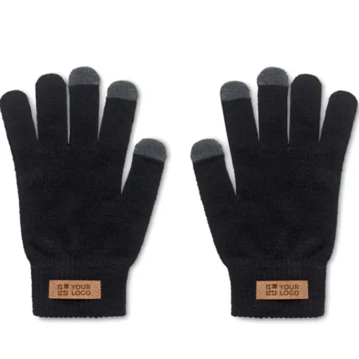 Gift Campaign Guanti touch in Rpet con etichetta in sughero personalizzata> Guanti