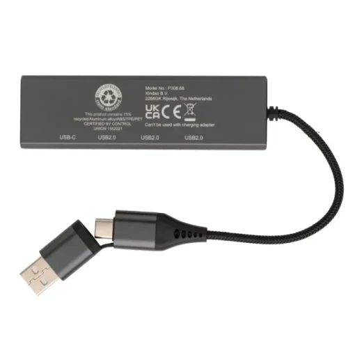 Gift Campaign Hub USB 2.0 certificato con 3 USB A e 1 USB C Cavo 10cm Terra> Gadget Ecologici