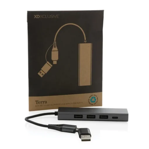 Gift Campaign Hub USB 2.0 certificato con 3 USB A e 1 USB C Cavo 10cm Terra> Gadget Ecologici