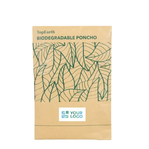Gift Campaign Impermeabile ecologico con cappuccio in PE biodegradabile 127x100cm> Impermeabili