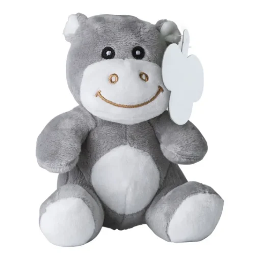 Gift Campaign Ippopotamo di peluche personalizzato con occhi ricamati ed etichetta> Peluche
