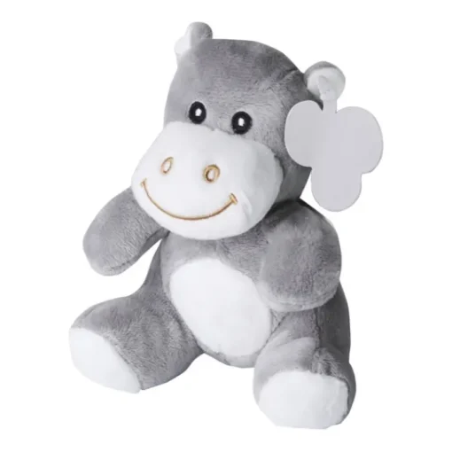 Gift Campaign Ippopotamo di peluche personalizzato con occhi ricamati ed etichetta> Peluche