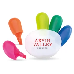 Gift Campaign Kit 5 evidenziatori aziendali in supporto con logo Give me five></noscript> Regali Per Bambini|Evidenziatori