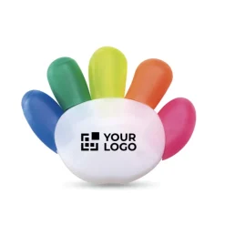 Gift Campaign Kit 5 evidenziatori aziendali in supporto con logo Give me five></noscript> Regali Per Bambini|Evidenziatori