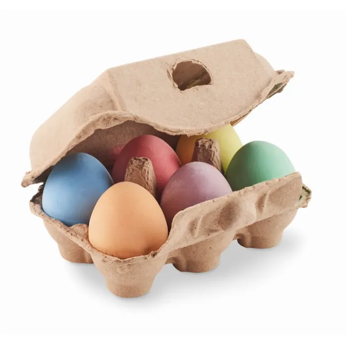 Gift Campaign Kit 6 gessetti colorati a forma di uovo in scatola uova con logo Eggs> Giochi E Passatempo|Matite Colorate
