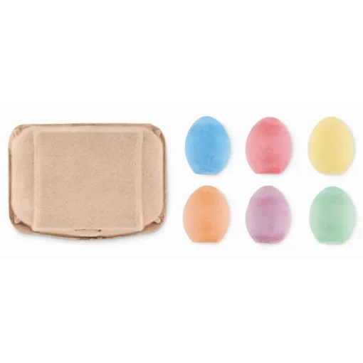 Gift Campaign Kit 6 gessetti colorati a forma di uovo in scatola uova con logo Eggs> Giochi E Passatempo|Matite Colorate