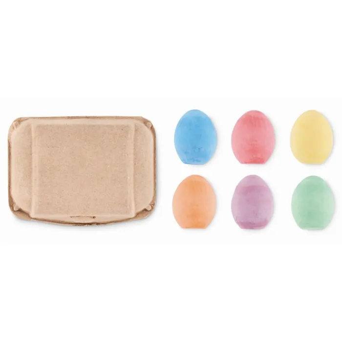 Gift Campaign Kit 6 gessetti colorati a forma di uovo in scatola uova con logo Eggs> Giochi E Passatempo|Matite Colorate