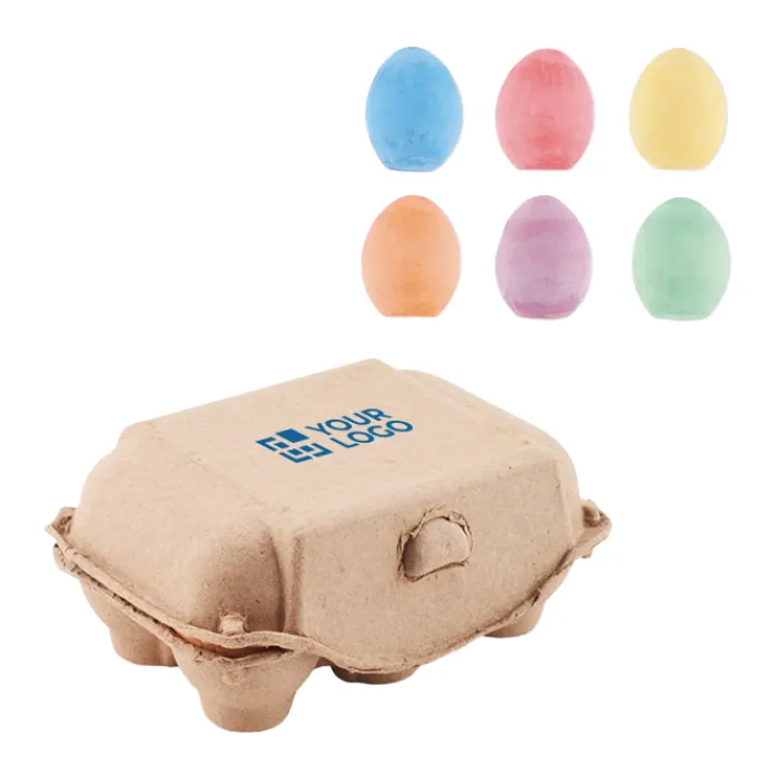 Gift Campaign Kit 6 gessetti colorati a forma di uovo in scatola uova con logo Eggs> Giochi E Passatempo|Matite Colorate