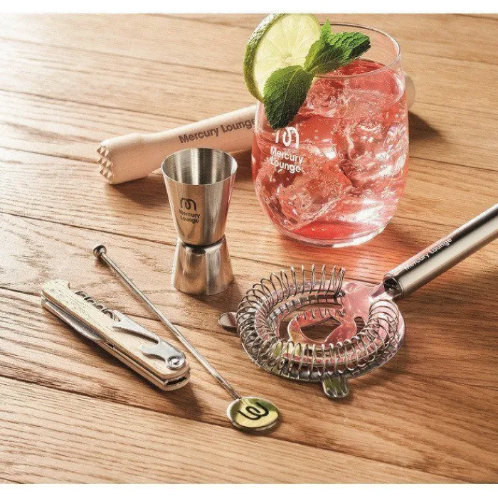 Gift Campaign Kit da cocktail con 5 accessori in sacchetto di cotone da 220 g/m²> Altri Utensili Da Cucina